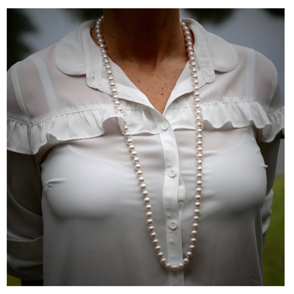 SALE 5/$25 Sheer White Ruffle Peasant Blouse S - Picture 1 of 5
